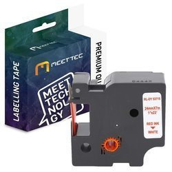 Taśma do DYMO D1 53715 24mm biała/czerwony Zamiennik